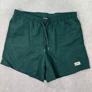 Bather Mens Large 5" Green Lined Swim Trunks Shorts Elastic Waist Drawstring EUC